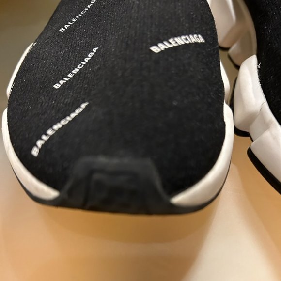 Balenciaga authentic Speed Sock Logo Sneaker Black and White, size 11 - Picture 7 of 14